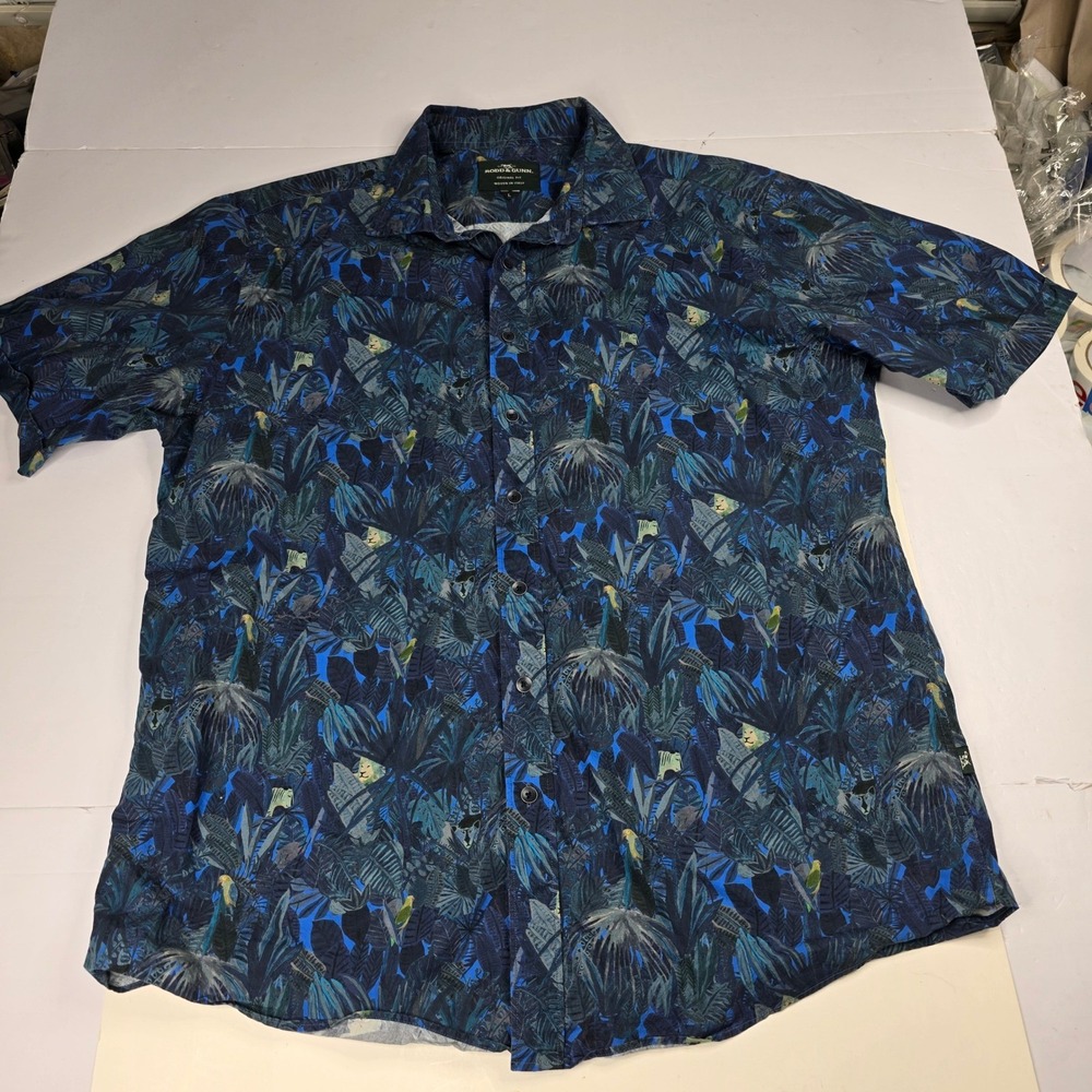 Rodd & Gunn Men's Button Down Short Sleeve Shirt Parrot Leaf Print‎